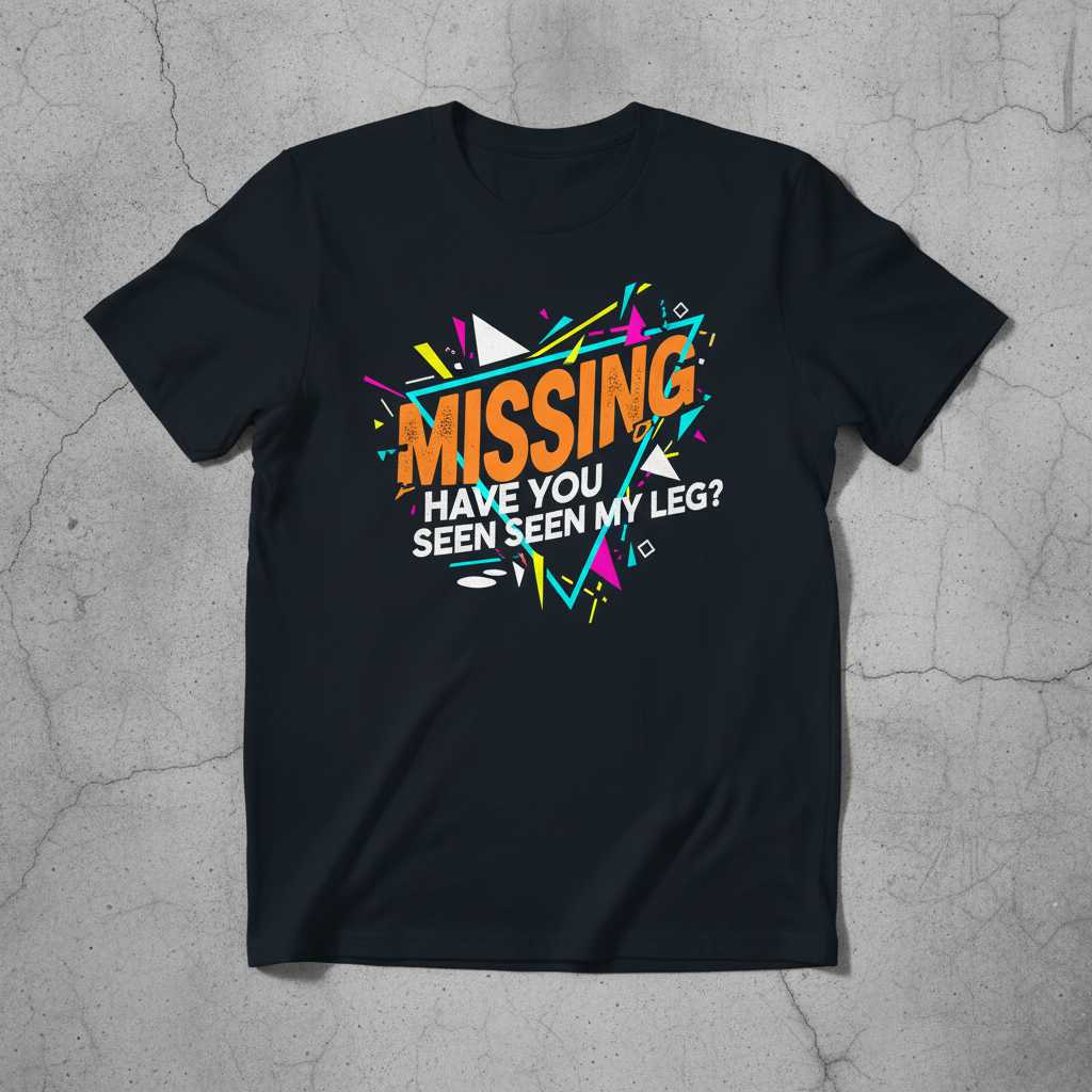 MISSING Have You Seen Seen My Leg Graphic T-Shirt Tee Novelty Gift Outfit