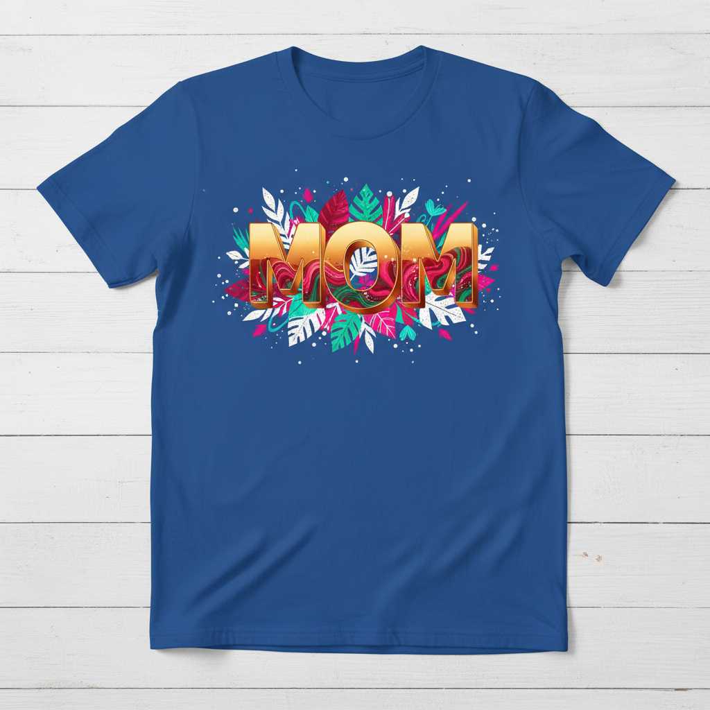 MOM Graphic T-Shirt Tee Floral Print Top Gift Idea for Mother’s Day Present