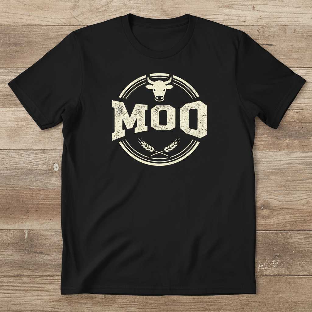 MOO Vintage Cow Graphic T-Shirt Retro Farm Tee Novelty Wear for Animal Lover Gift