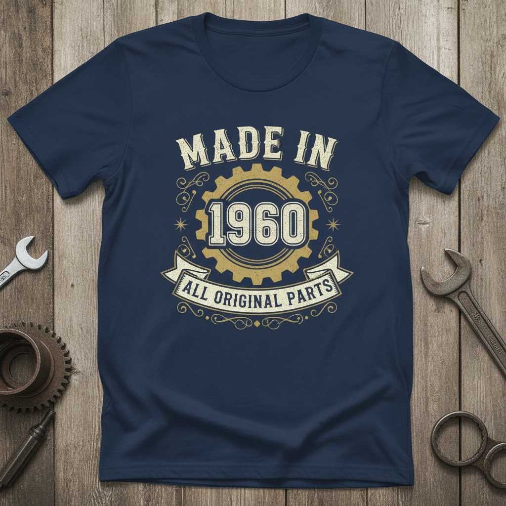 Made In 1960 All Original Parts Vintage Graphic T-Shirt Retro Tee Birthday Gift