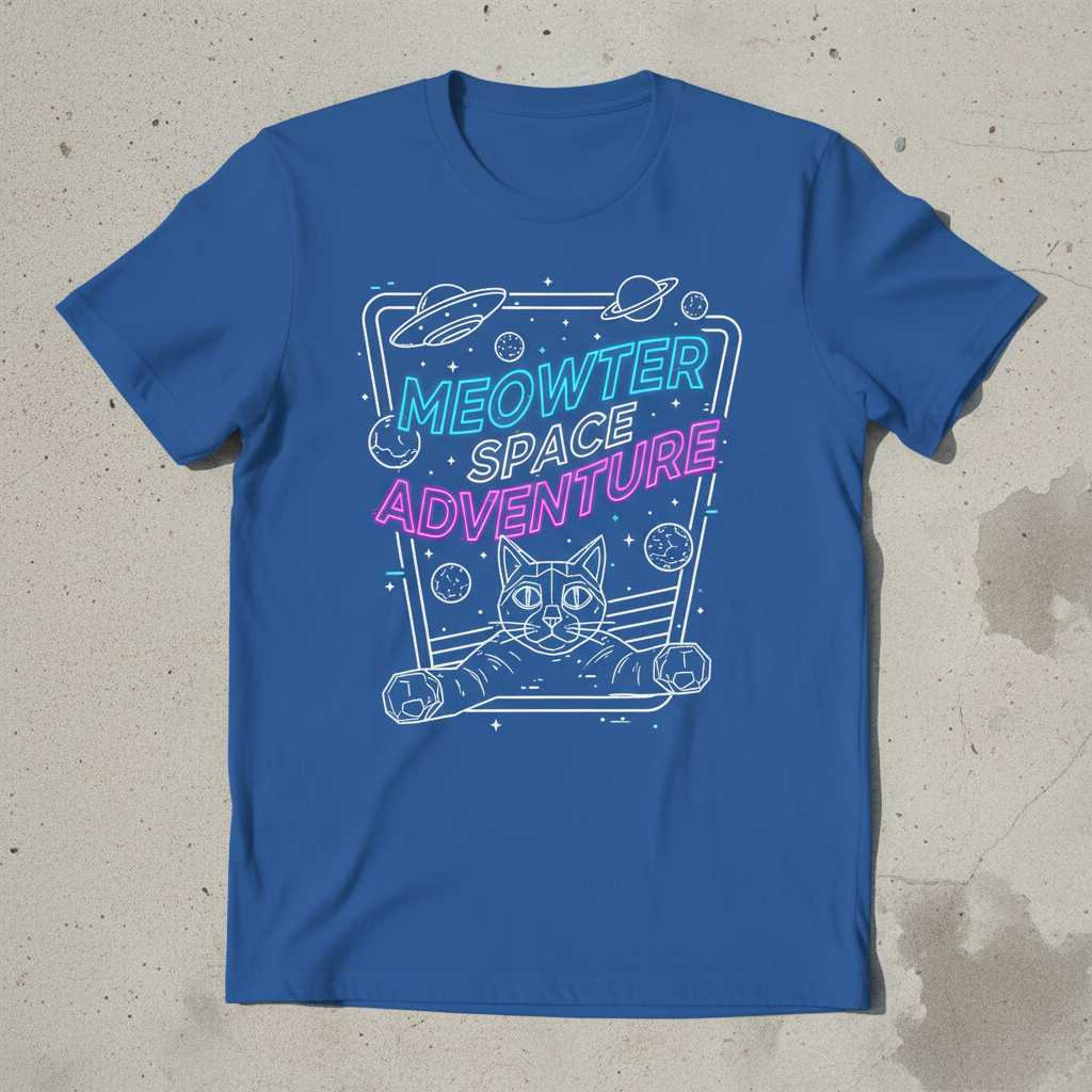 Meowter Space Adventure Cat Lover Graphic T-Shirt Novelty Tee Gift Idea