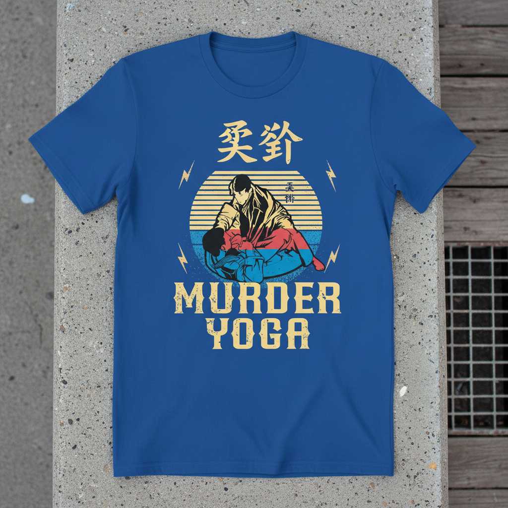 Murder Yoga BJJ Brazilian Jiu Jitsu Vintage Graphic T-Shirt Tee Gift for Martial Arts Fans
