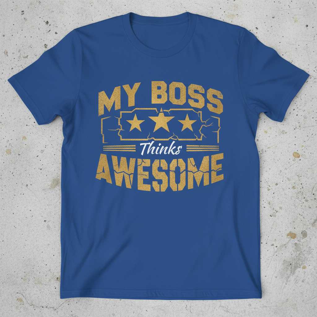 My Boss Thinks Awesome Graphic T-Shirt Novelty Tee Gift Idea for Employees