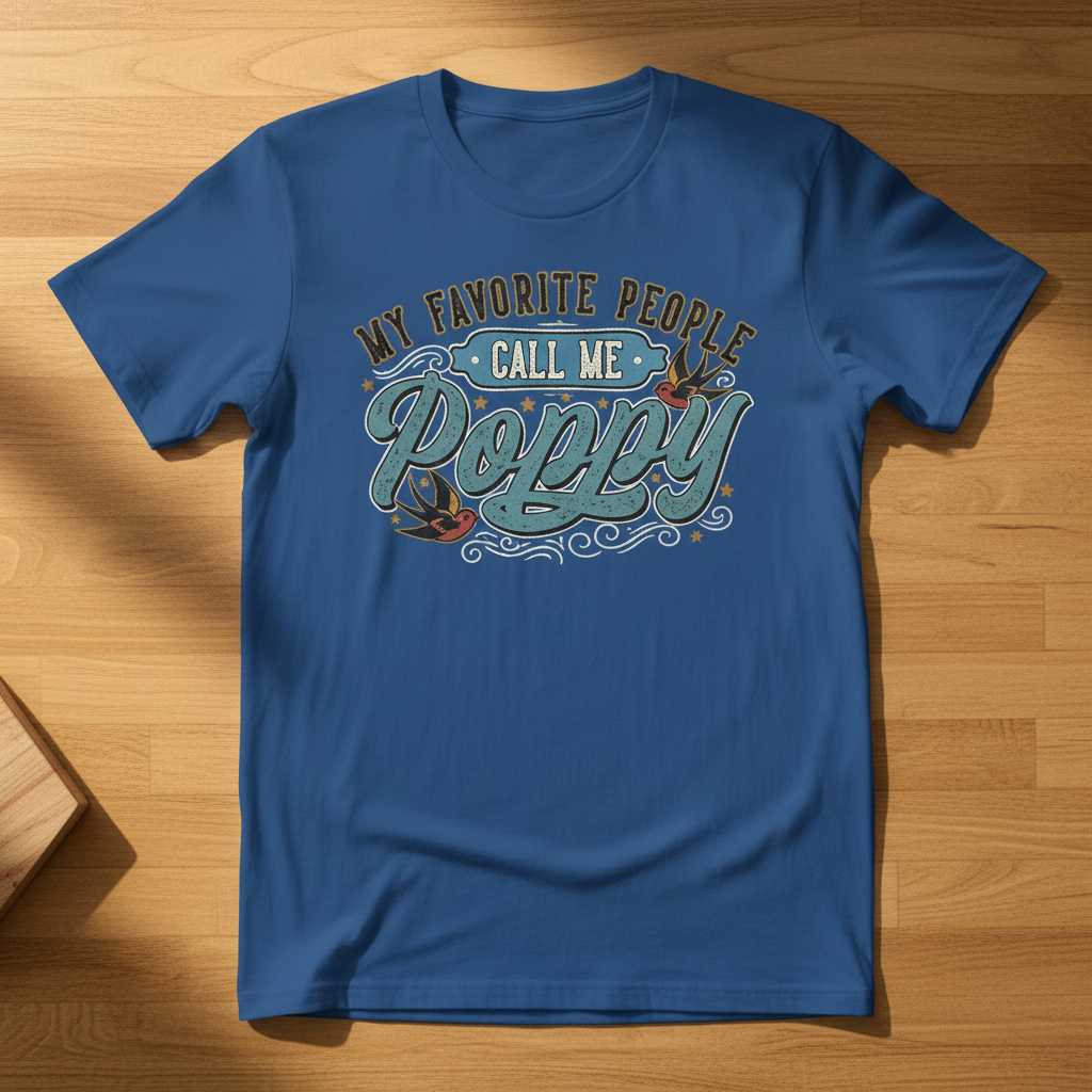 My Favorite People Call Me Poppy T-Shirt Retro Graphic Tee Gift for Poppy Lovers