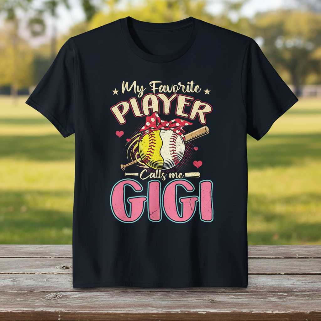 My Favorite Player Calls Me Gigi Softball Baseball T-Shirt Tee Gift for Grandma