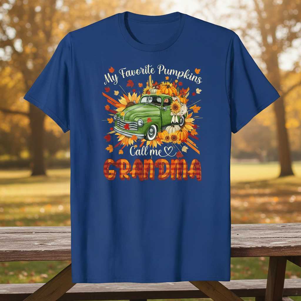 My Favorite Pumpkins Call Me Grandma Graphic T-Shirt Tee Autumn Fall Gift Idea