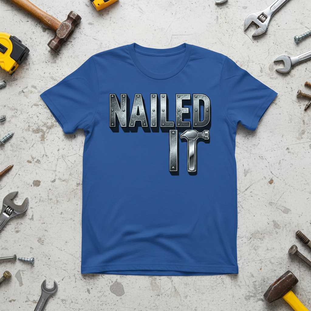 Nailed It Graphic T-Shirt Tee Novelty Unisex Top Gift Idea for Carpenter Fans