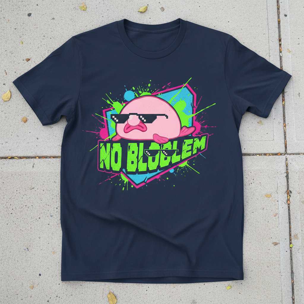 No Bloblem Blobfish Funny Graphic T-Shirt Cute Novelty Tee Gift for Sea Life Fans
