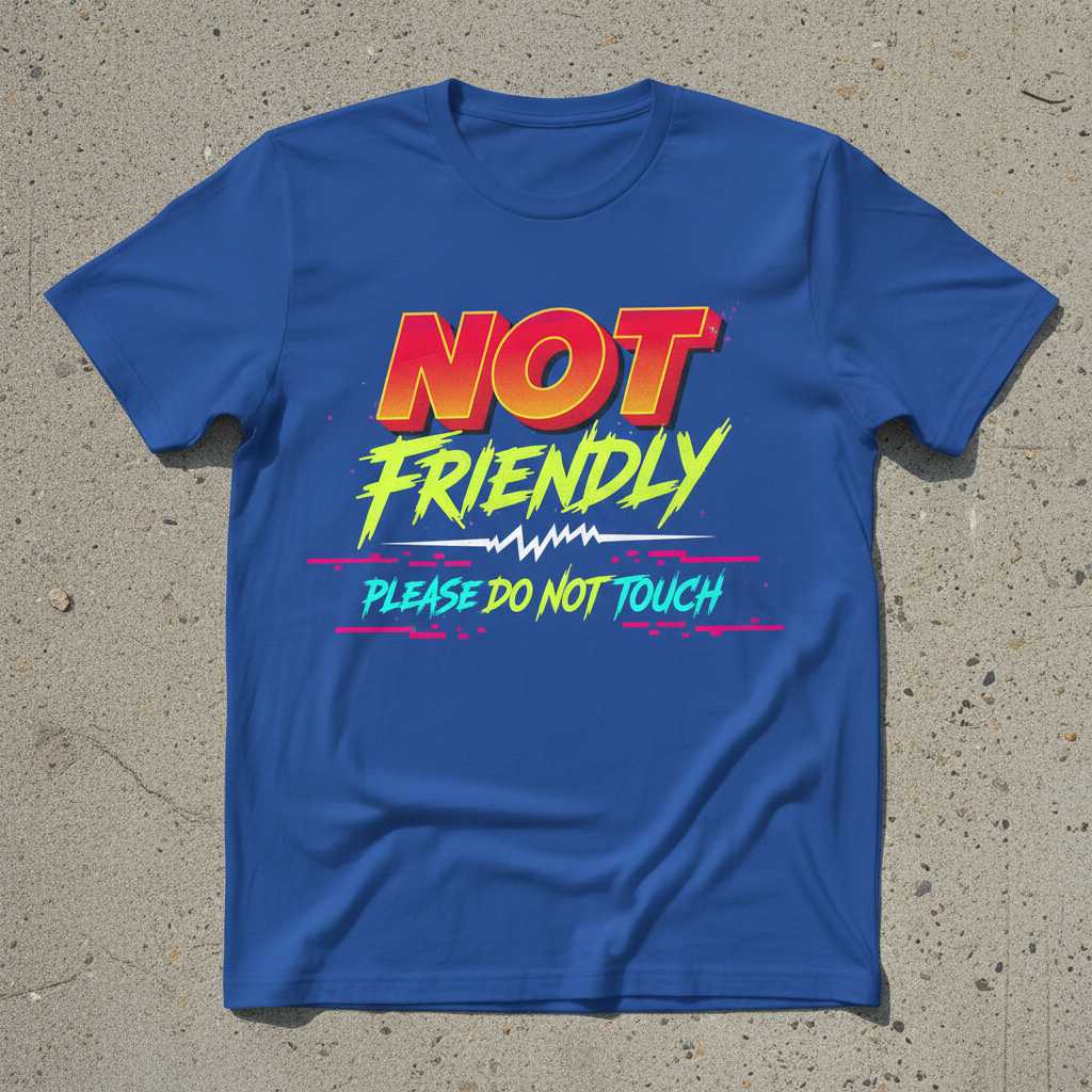 Not Friendly Please Do Not Touch Graphic T-Shirt Retro Tee Novelty Unisex Top