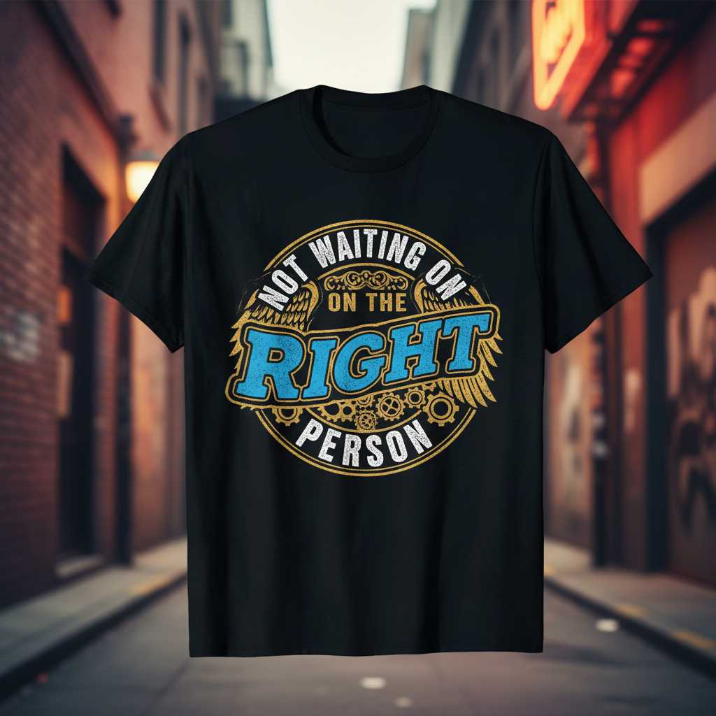 Not Waiting On The Right Person Graphic T-Shirt Tee Novelty Unisex Gift Idea