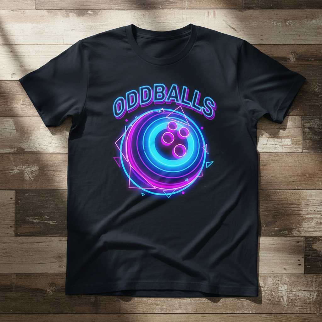 ODDBALLS Bowling Neon Graphic T-Shirt Retro Tee Gift for Bowler Enthusiasts