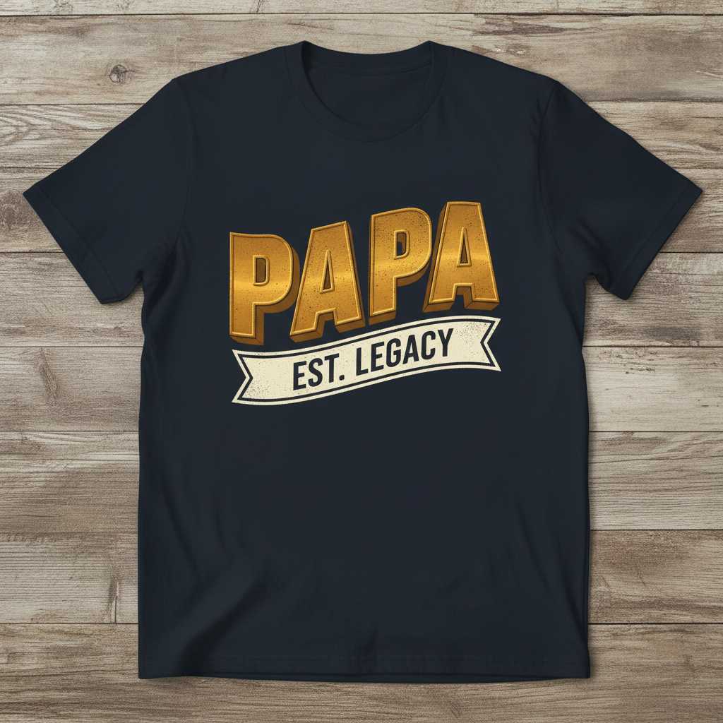 PAPA EST. LEGACY Graphic T-Shirt Novelty Tee Gift Idea for Dad or Grandpa Fans