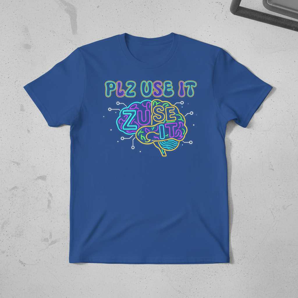 PLZ Use It Brain Graphic T-Shirt Novelty Tee Funny Gift Idea for Science Fans