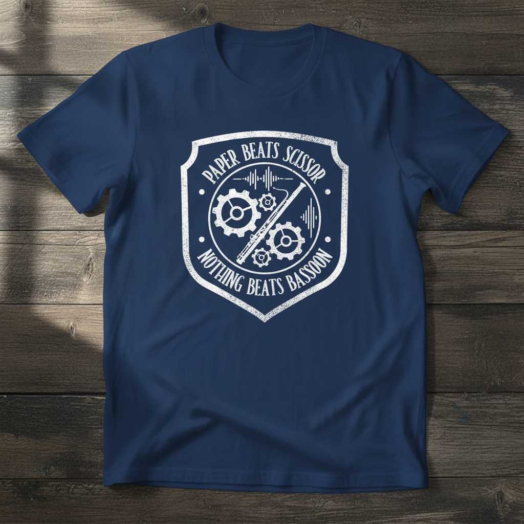 Paper Beats Scissor Nothing Beats Bassoon Graphic T-Shirt Tee Gift for Music Lovers