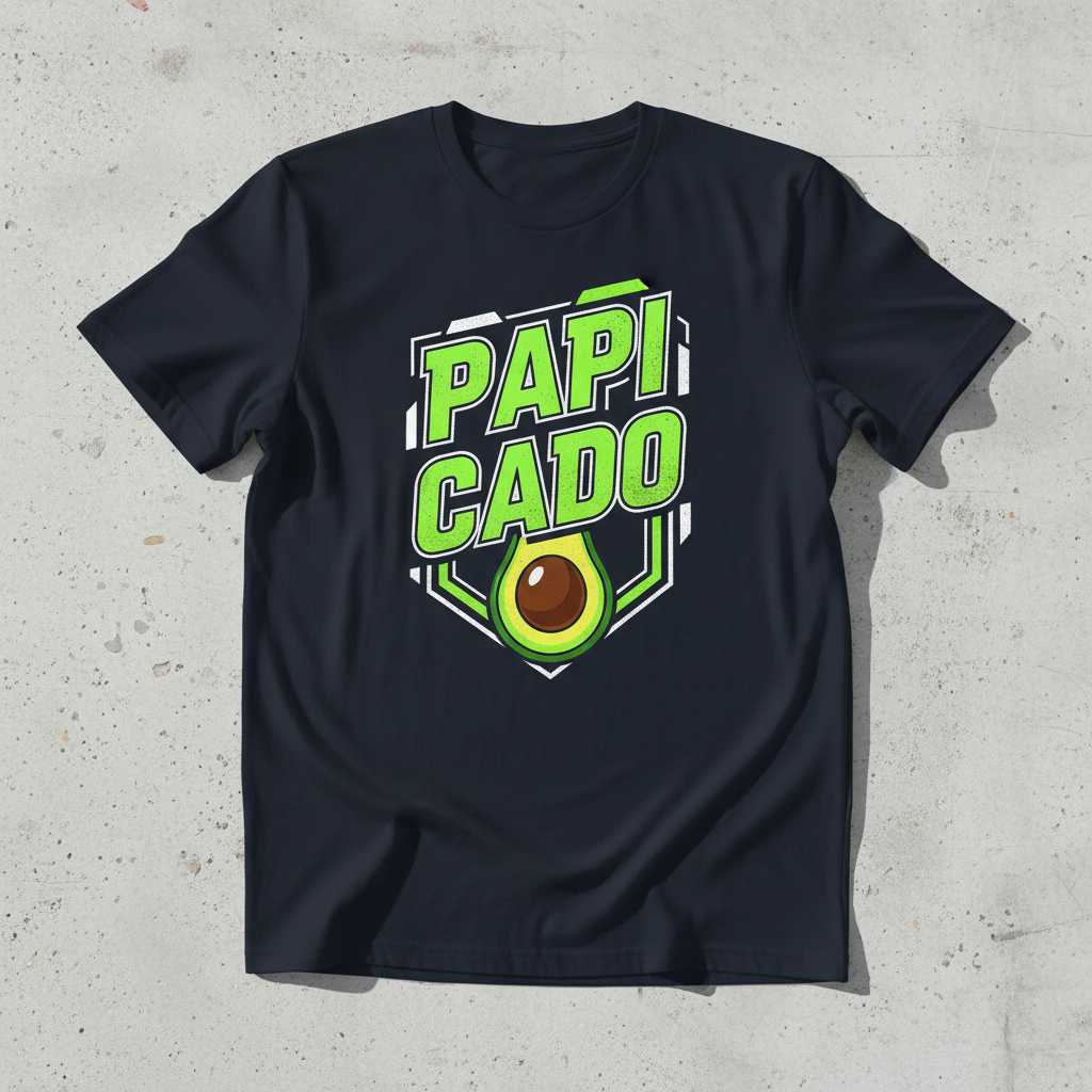 Papi Cado Graphic Avocado T-Shirt Novelty Tee Funny Gift Idea for Guacamole Lover