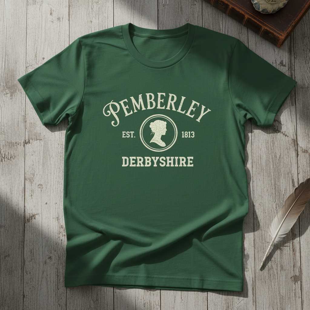 Pemberley Est. 1813 Derbyshire Vintage Graphic T-Shirt Tee Novelty Gift for Fans