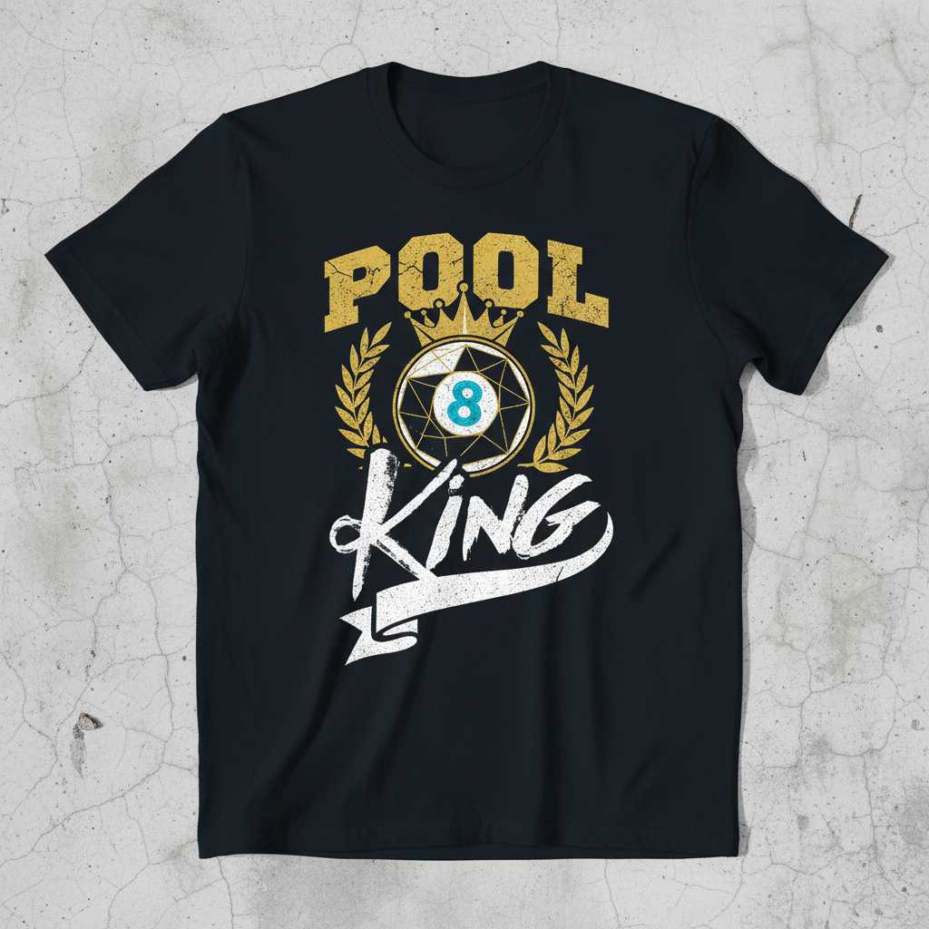 Pool King Billiards 8 Ball Vintage Graphic T-Shirt Tee Gift for Pool Lovers