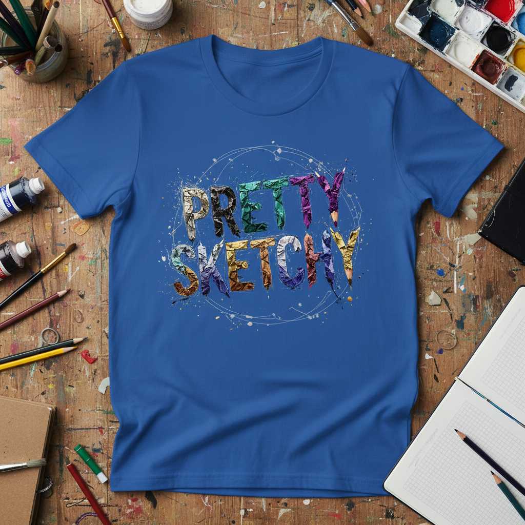 Pretty Sketchy Graphic T-Shirt Tee Art Lover Novelty Gift Clothing Outfit
