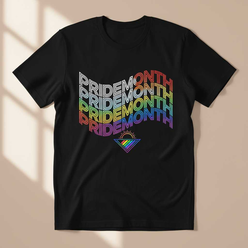 Pride Month Graphic T-Shirt Rainbow Print Tee Unisex Clothing Gift Idea