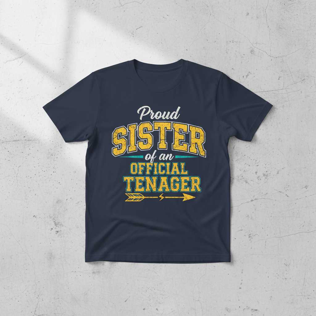Proud Sister of an Official Teenager Graphic T-Shirt Novelty Tee Birthday Gift