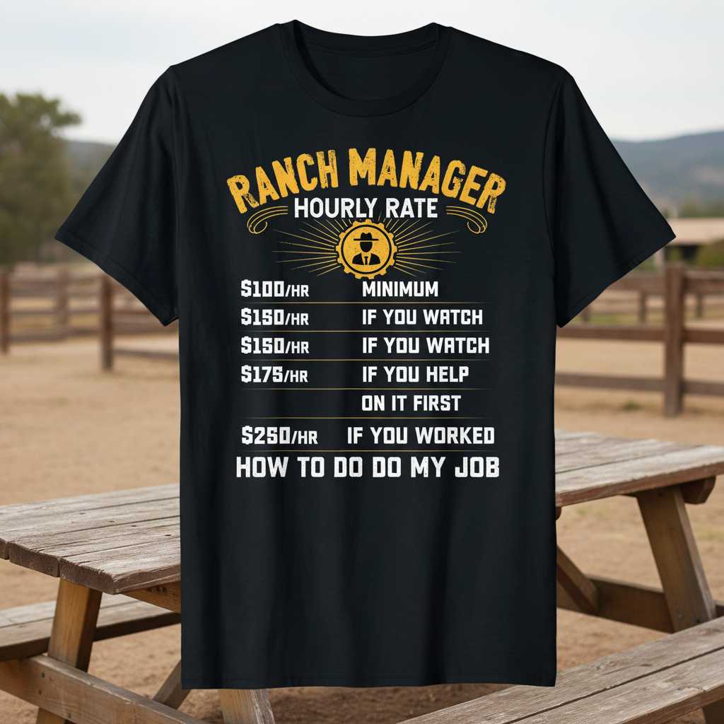 Ranch Manager Hourly Rate Graphic T-Shirt Tee Novelty Gift Idea for Enthusiasts