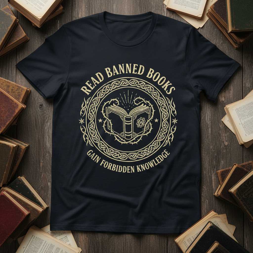 Read Banned Books Gain Forbidden Knowledge Graphic T-Shirt Tee Book Lover Gift