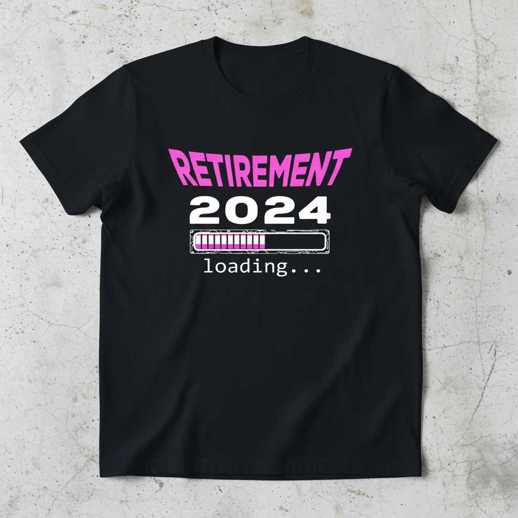 Retirement 2024 Loading Graphic T-Shirt Novelty Tee Gift Idea Clothing