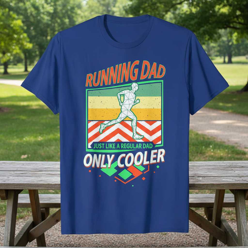 Running Dad Just Like a Regular Dad Only Cooler Vintage Graphic T-Shirt Tee Gift