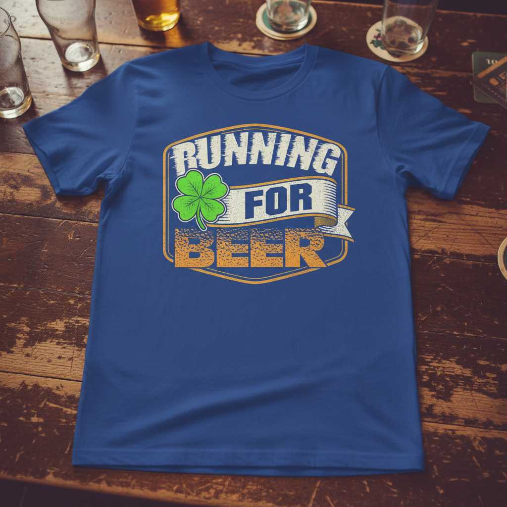 Running For Beer Graphic T-Shirt Tee Novelty Unisex Top Gift for Beer Lovers