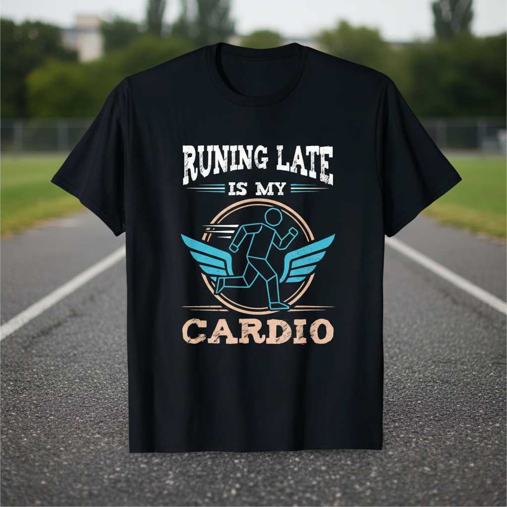 Running Late Is My Cardio Graphic T-Shirt Funny Workout Tee Gift for Fitness Fans