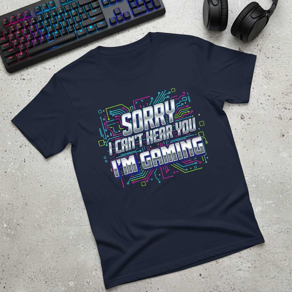 SORRY I CANT HEAR YOU IM GAMING Graphic T-Shirt Tee Novelty Unisex Gift Idea