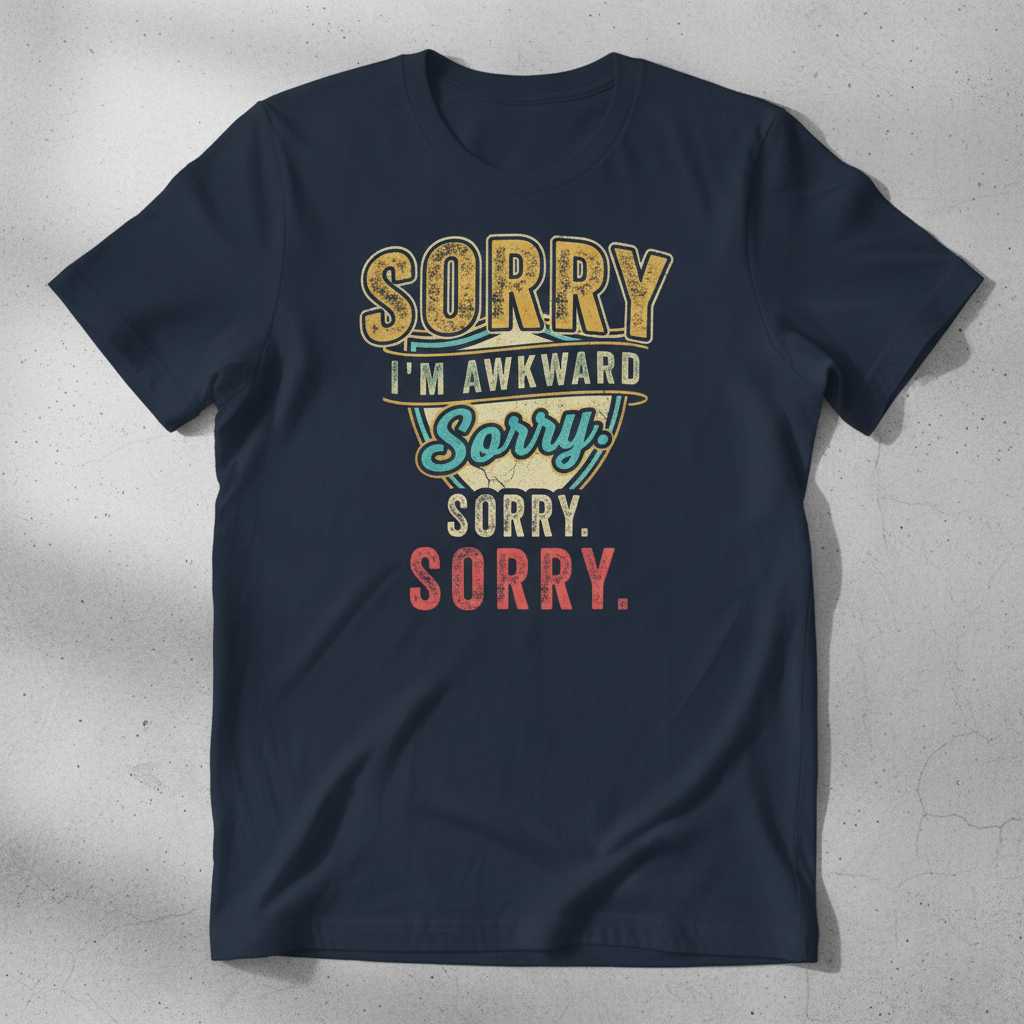 SORRY I’m Awkward Sorry Sorry Sorry Graphic T-Shirt Novelty Tee Gift Idea