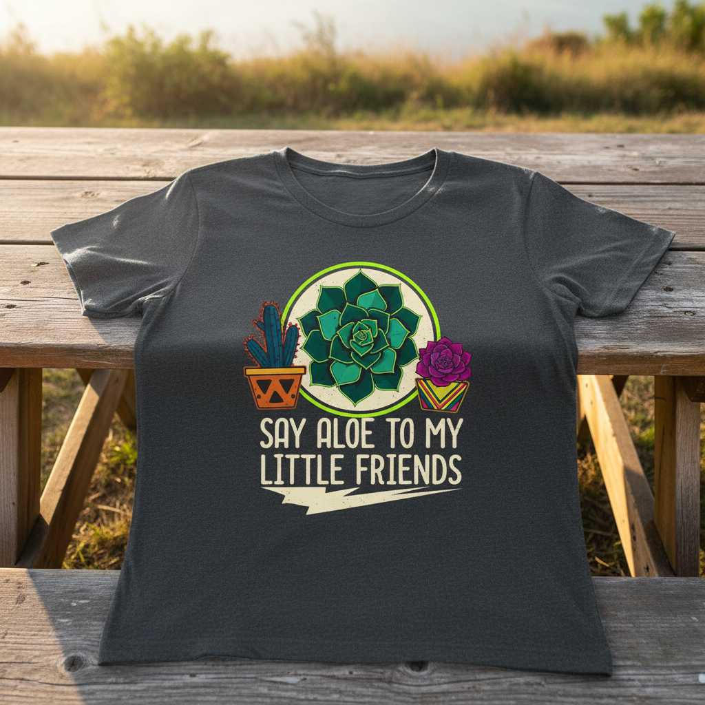 Say Aloe To My Little Friends Funny Succulent Graphic T-Shirt Tee Gift Idea