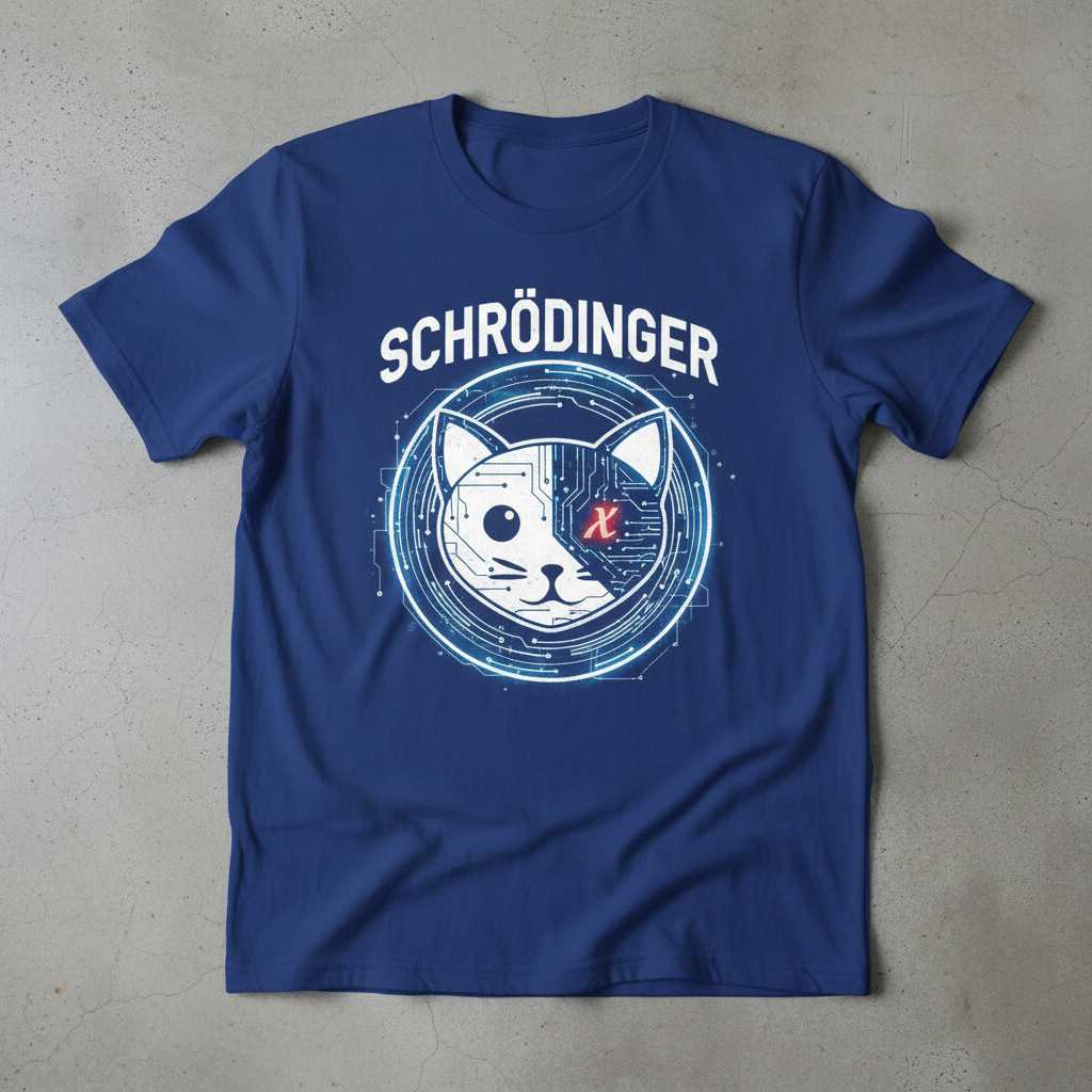 Schrödinger Cat Science Graphic T-Shirt Quantum Physics Tee Geek Novelty Gift