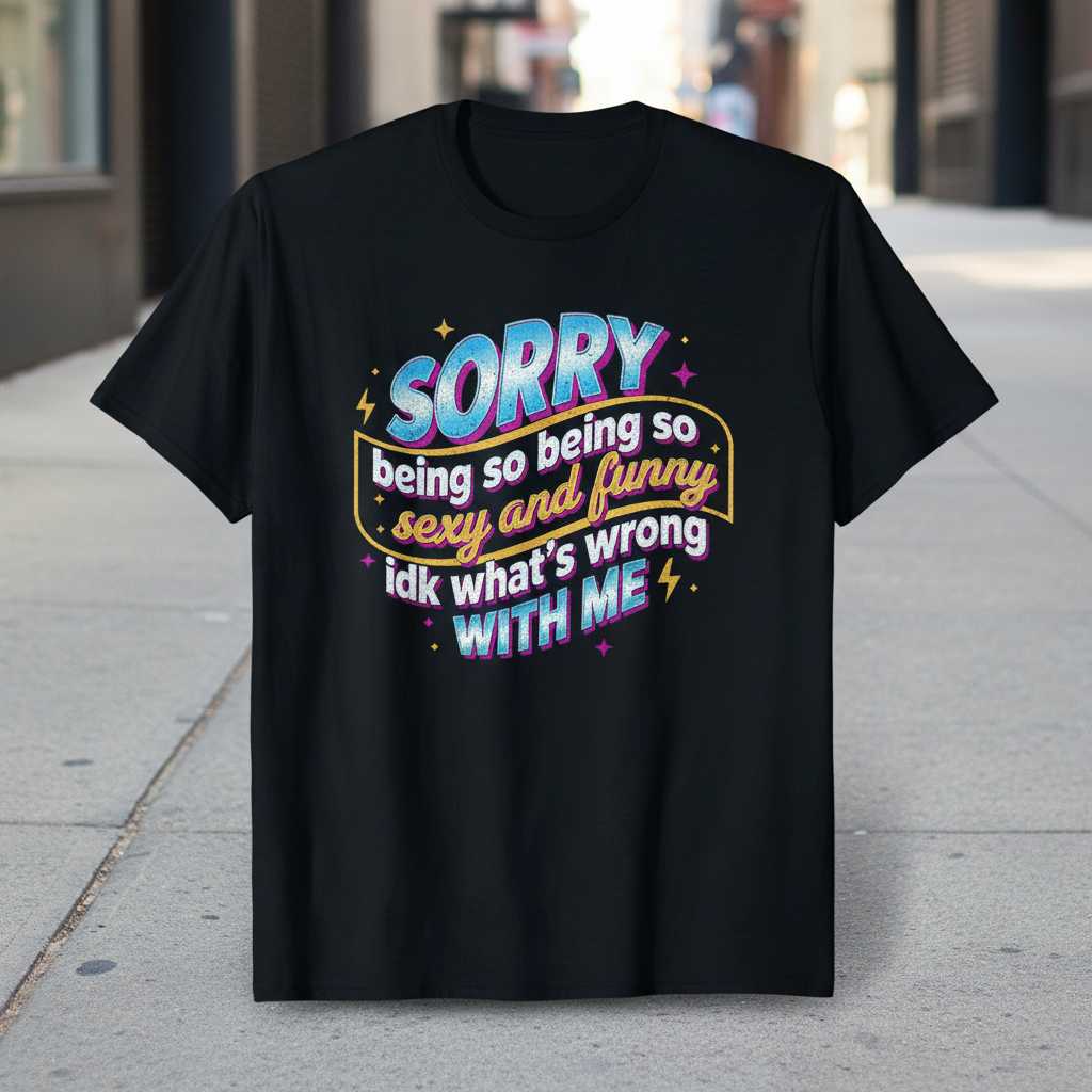 Sorry Being So Sexy And Funny Idk What’s Wrong With Me Graphic T-Shirt Tee Novelty Gift