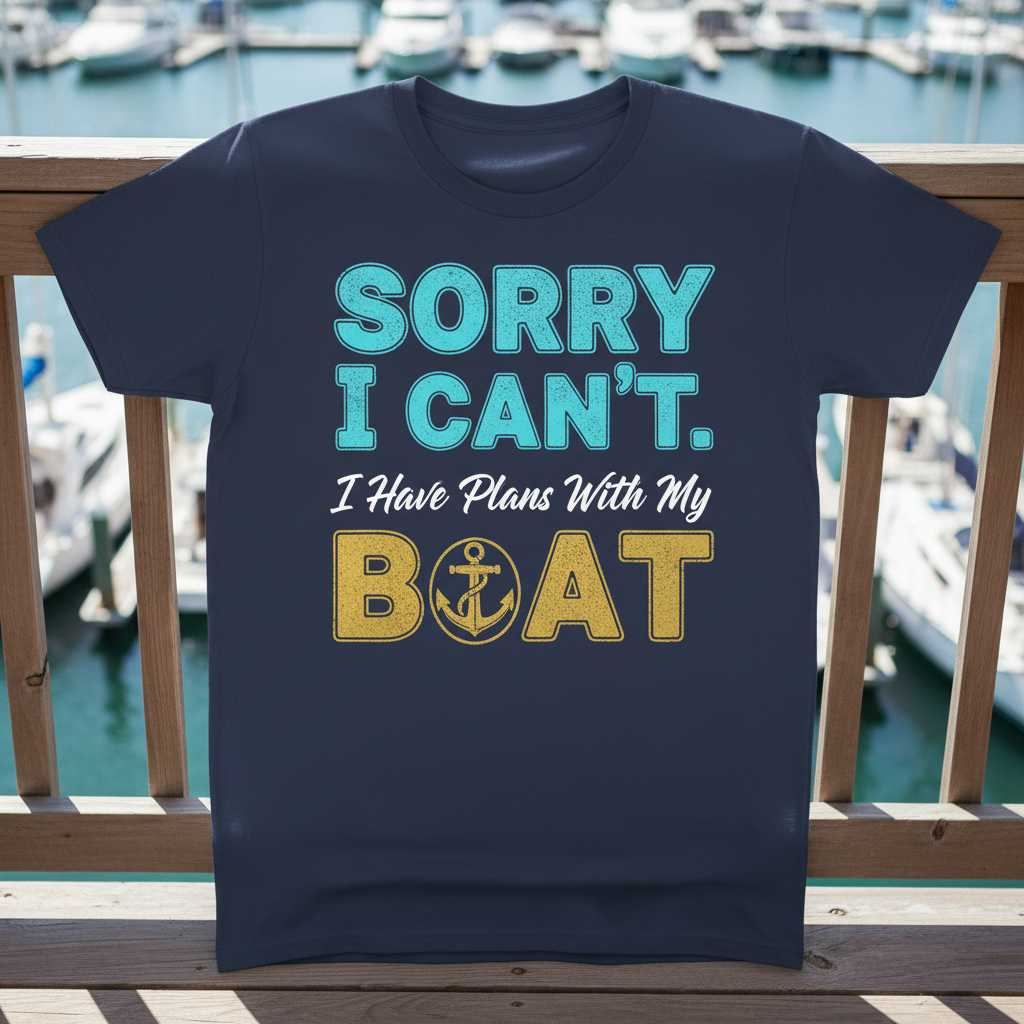 Sorry I Cant I Have Plans With My Boat T-Shirt Funny Boating Graphic Tee Gift