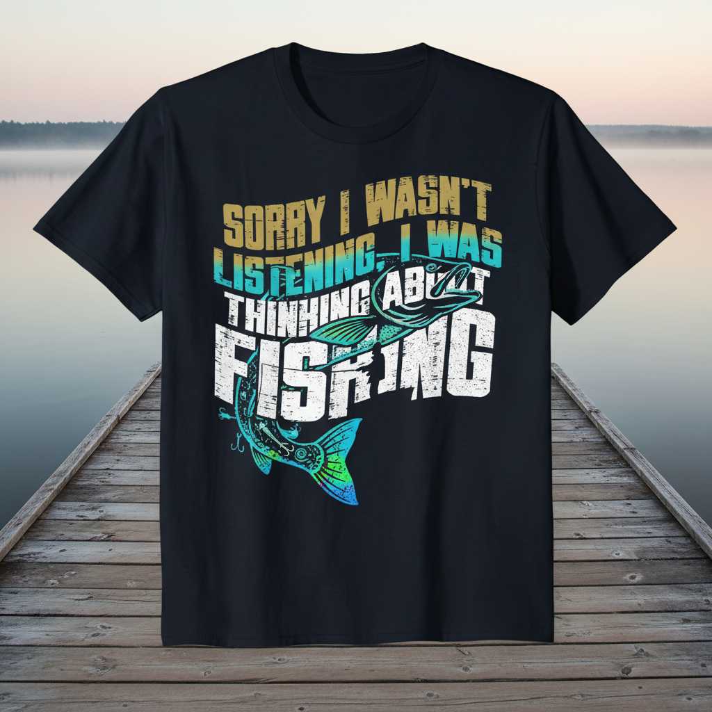 Sorry I Wasn’t Listening I Was Thinking About Fishing T-Shirt Tee Gift for Anglers
