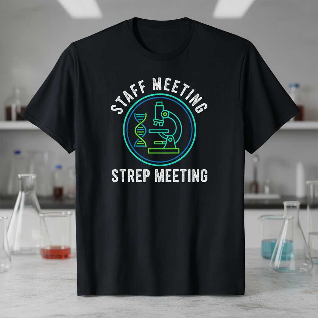 Staff Meeting Strep Meeting Funny Biology Graphic T-Shirt Novelty Tee Gift