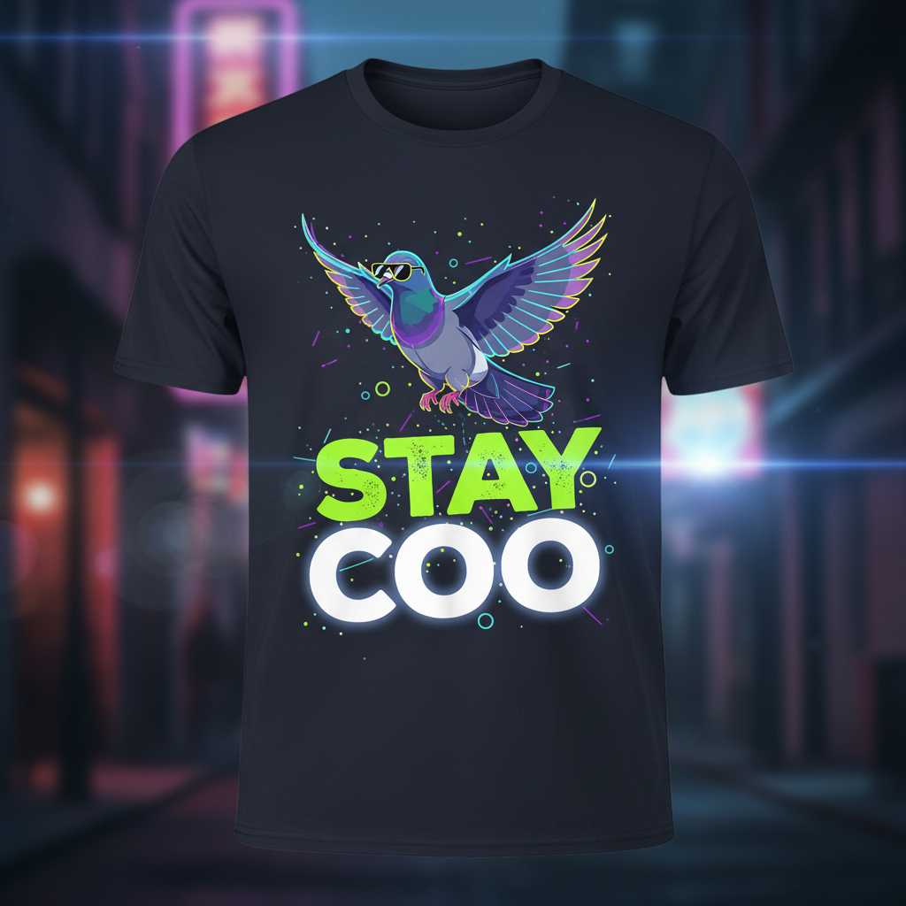 Stay Coo Pigeon Graphic T-Shirt Novelty Bird Lover Tee Gift Idea Clothing
