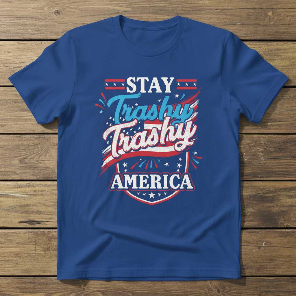 Stay Trashy Trashy America T-Shirt Tee Funny Graphic Novelty Gift for Patriotic Fans
