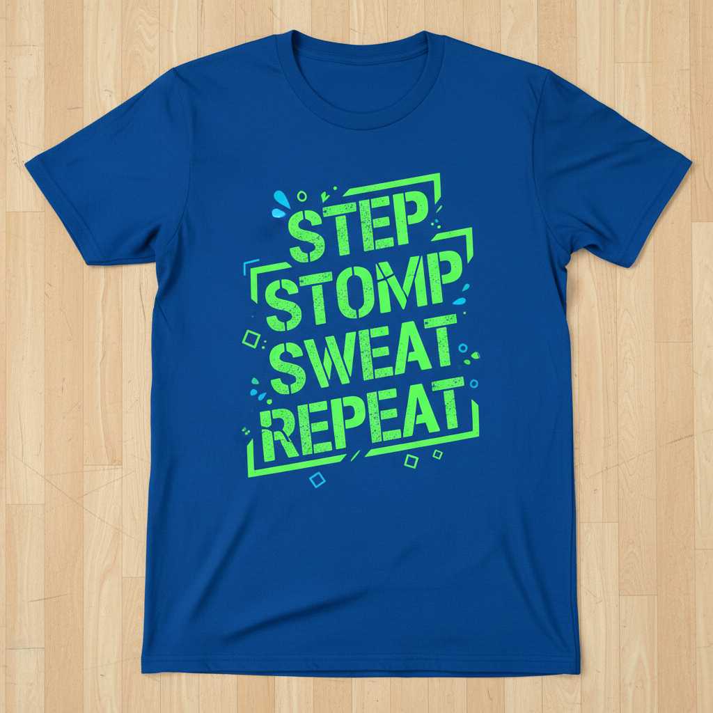 Step Stomp Sweat Repeat Graphic T-Shirt Tee Workout Fitness Gift for Enthusiasts