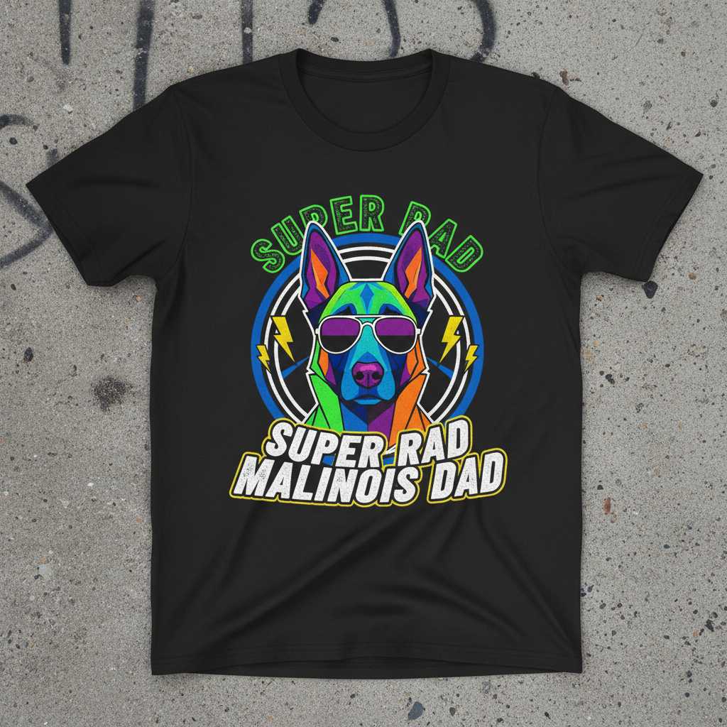 Super Rad Malinois Dad Graphic T-Shirt Novelty Tee Dog Lover Gift Outfit