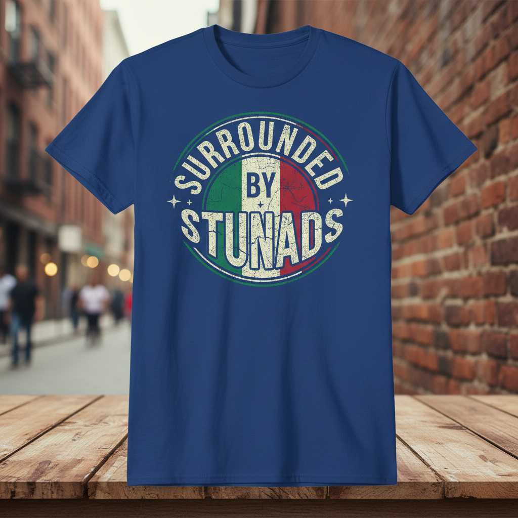 Surrounded By Stunads Funny Italian Graphic T-Shirt Novelty Tee Gift Idea