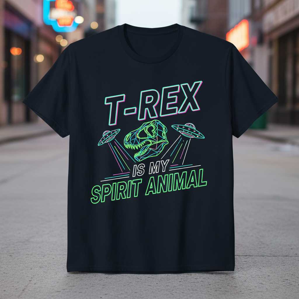 T-Rex Is My Spirit Animal Graphic T-Shirt Novelty Dino Tee Gift for Dinosaur Lover