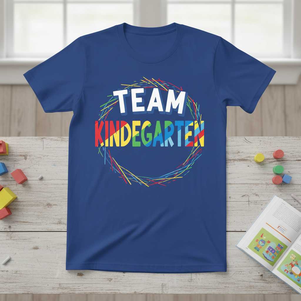 TEAM KINDERGARTEN Graphic T-Shirt Novelty Tee Back to School Teacher Gift Clothing