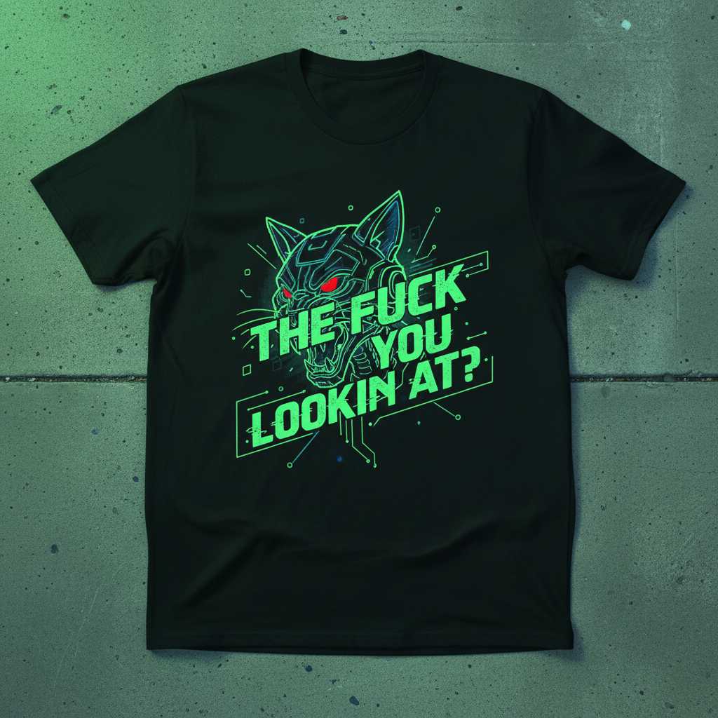 THE FUCK YOU LOOKIN AT- Aggressive Cat Graphic T-Shirt Tee Novelty Gift