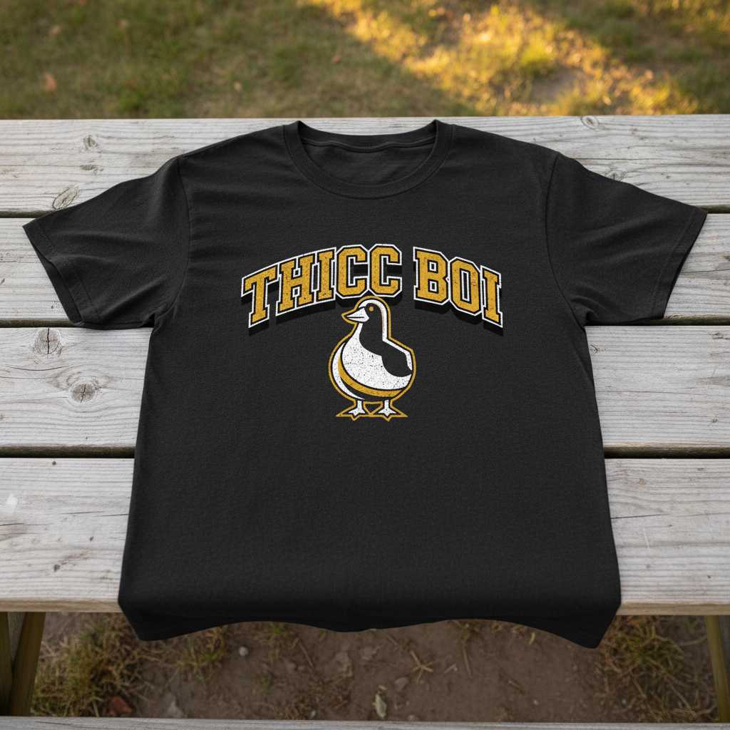 THICC BOI Duck Vintage Graphic T-Shirt Retro Funny Bird Lover Tee Novelty Gift
