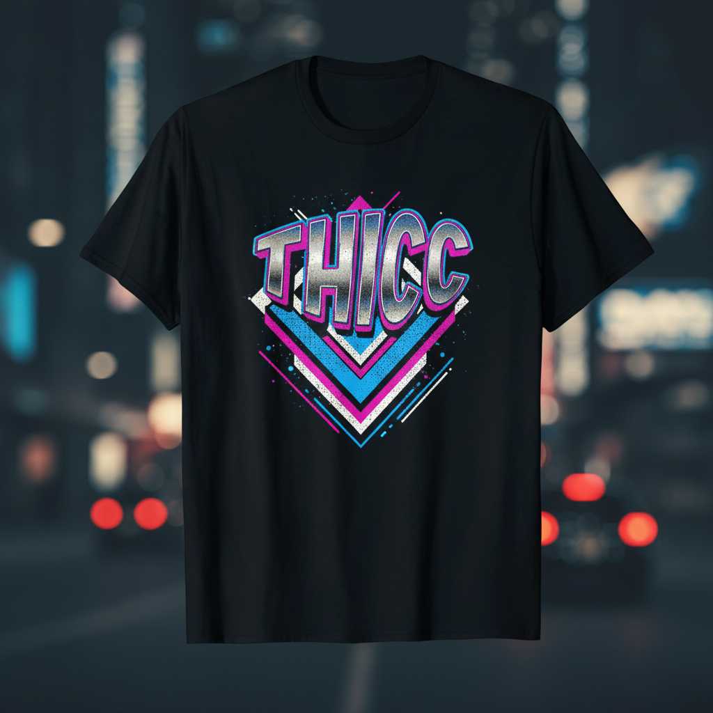 THICC Retro Graphic T-Shirt Novelty Tee Gift Idea for Humor Lovers and Fans