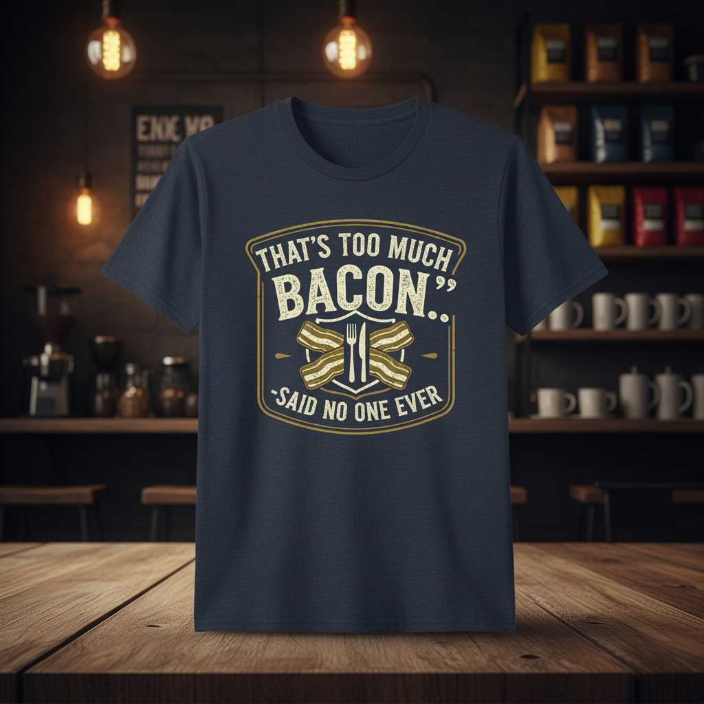 Thats Too Much Bacon Said No One Ever T-Shirt Funny Graphic Tee Gift for Bacon Lovers