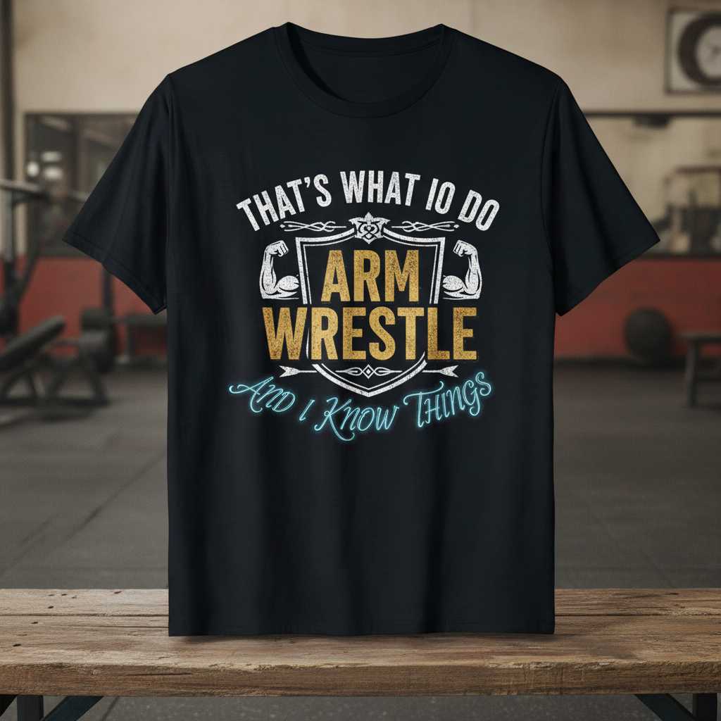 Thats What I Do Arm Wrestle And I Know Things T-Shirt Tee Gym Graphic Gift